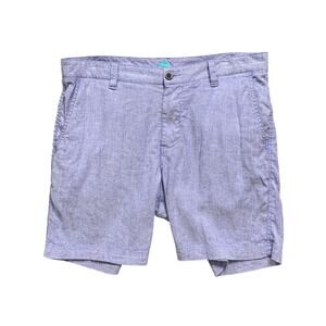 Tommy Bahama Shorts Mens 35 Blue Jay Flat Front Stretch Linen Blend Breathable